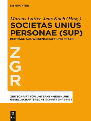 cover image of Societas Unius Personae (SUP)